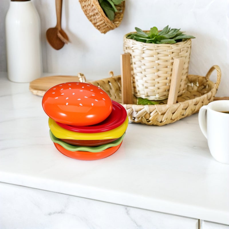 6pcs Dipping Bowls Ceramic Sauce Dish Hamburger Shape Appetizer Plates Serving Dishes for Ketchup Vinegar and Snacks Seasoning - Image 5