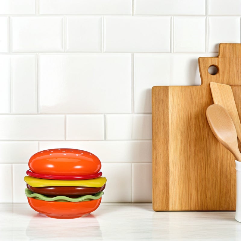 6pcs Dipping Bowls Ceramic Sauce Dish Hamburger Shape Appetizer Plates Serving Dishes for Ketchup Vinegar and Snacks Seasoning - Image 3