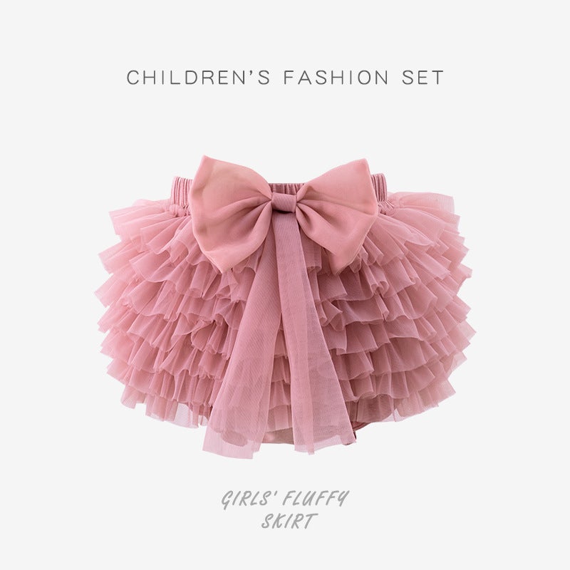 Girls' Summer Mesh Tutu Princess Skirt 2025 Tutu Princess Dress Children'S Puffy Half Skirt Stylish Wrap Skirt - Image 1