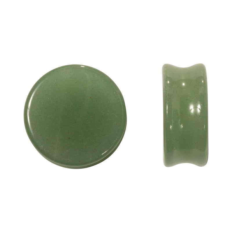 Pierced Owl Natural Green Aventurine Stone Flat Front Double Flared Plugs, Sold as a Pair (12mm (1/2")) - Image 3