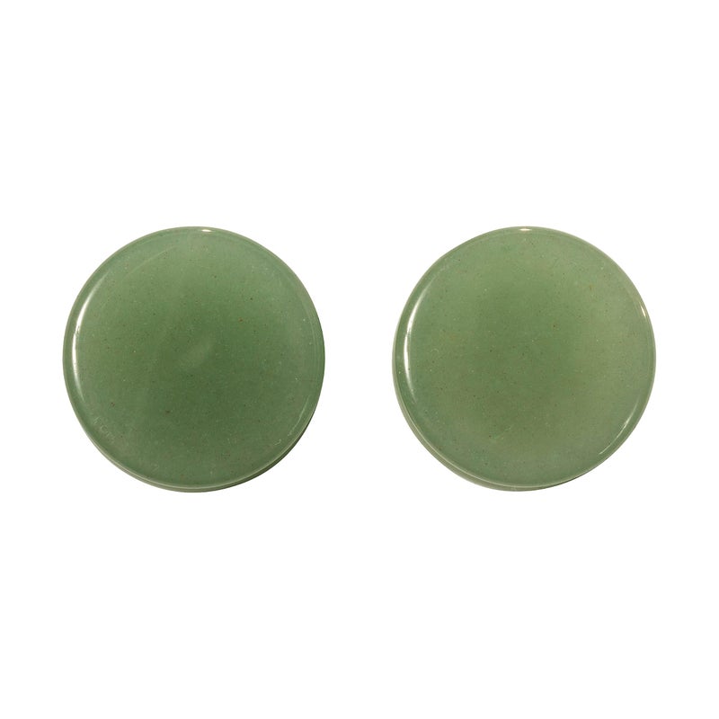 Pierced Owl Natural Green Aventurine Stone Flat Front Double Flared Plugs, Sold as a Pair (12mm (1/2")) - Image 2