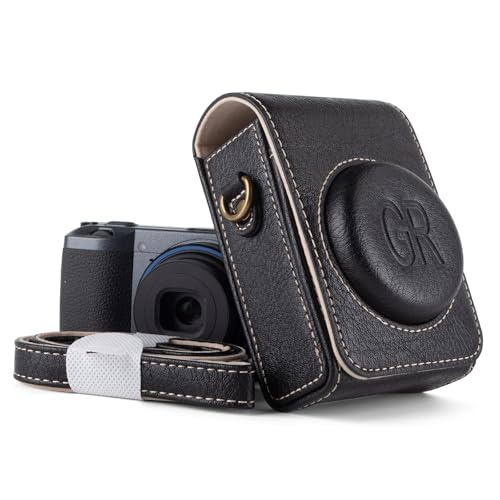 kinokoo Case for Ricoh GR IV PU Leather Texture Protective Cover for Ricoh GRGR IIIGR IIIXGR IV Digitals Cameras with Adjustable Shoulder Strap with Belt Loop on the Bag Back Black - Image 1
