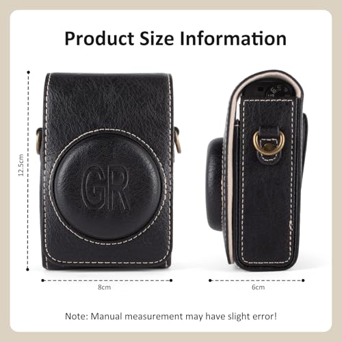 kinokoo Case for Ricoh GR IV PU Leather Texture Protective Cover for Ricoh GRGR IIIGR IIIXGR IV Digitals Cameras with Adjustable Shoulder Strap with Belt Loop on the Bag Back Black - Image 3