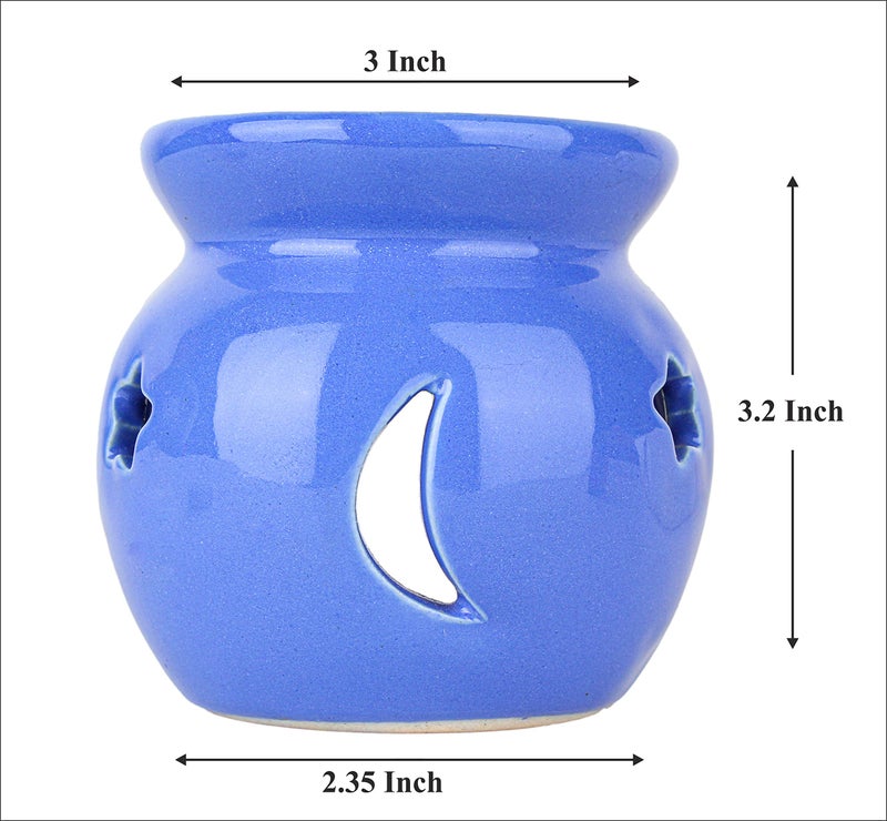 Asian Aura Candle Diffuser, Oil Burner, T Light Candle Diffuser, Warmer for Home Fragrance with 1 Tea Light Candle and 2 Aroma Oils (English Lavender & Rosy Romance Fragrance 10ml Each) Blue Diffuser - Image 5