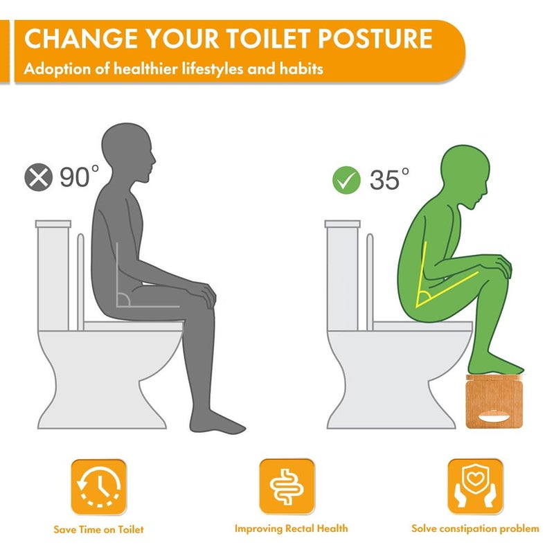 Beinilai Foldable Toilet Stool,7 Inches Poop Stool for Bathroom,Bamboo Toilet Stool Squat Adult,Potty Stool with Anti-Slip Strip - Image 5