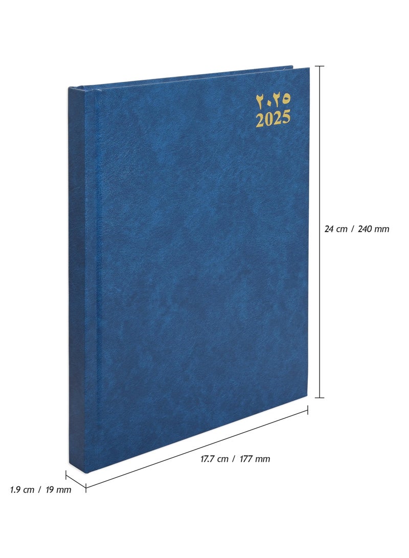FIS 2025 Agenda Diary Arabic/English Vinyl Hard Cover, Blue - FSDI75AEV25BL - Image 4