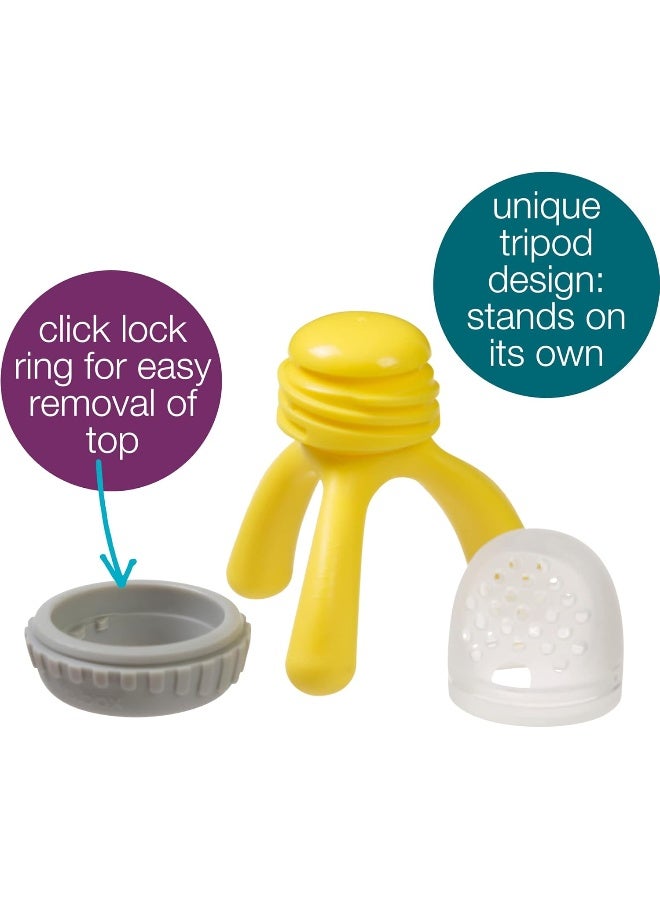 b.box Silicone Fresh Food Feeder. Ages 4 Months+, Tripod Design Easy for Baby to Hold. Perfect for Fresh or Frozen Foods. Cap Included for On The Go. Dishwasher Safe (Lemon Sherbet) - Image 3