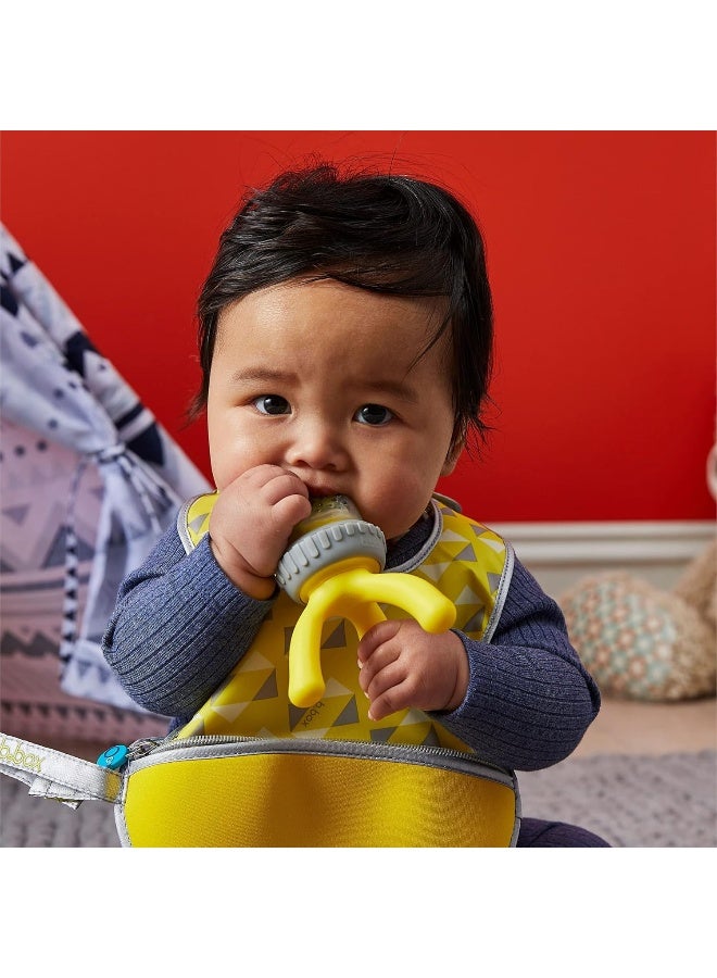 b.box Silicone Fresh Food Feeder. Ages 4 Months+, Tripod Design Easy for Baby to Hold. Perfect for Fresh or Frozen Foods. Cap Included for On The Go. Dishwasher Safe (Lemon Sherbet) - Image 2