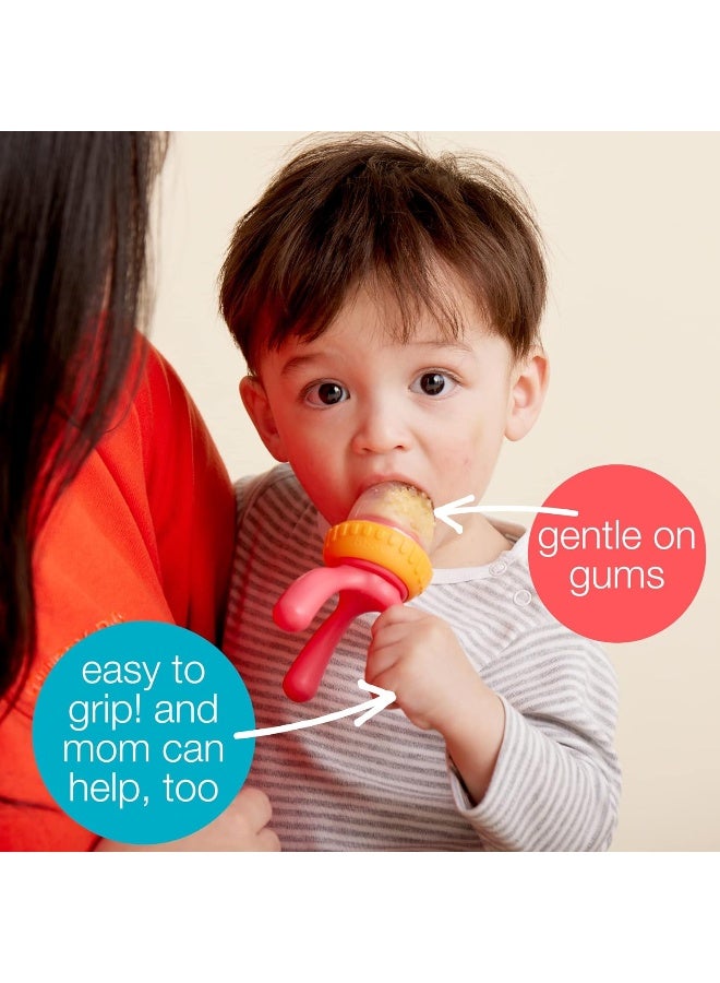 b.box Silicone Fresh Food Feeder. Ages 4 Months+, Tripod Design Easy for Baby to Hold. Perfect for Fresh or Frozen Foods. Cap Included for On The Go. Dishwasher Safe (Lemon Sherbet) - Image 5