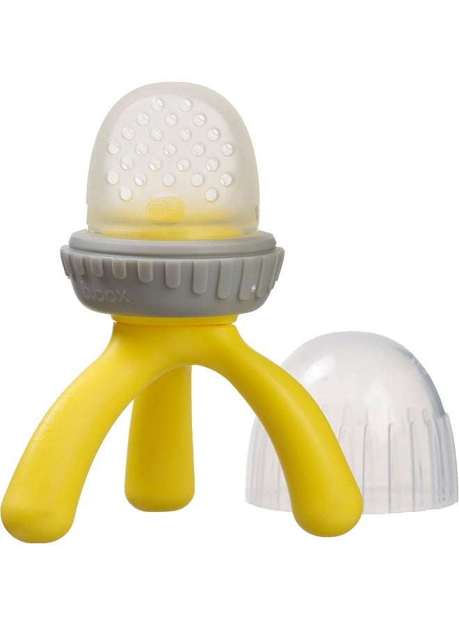 b.box Silicone Fresh Food Feeder. Ages 4 Months+, Tripod Design Easy for Baby to Hold. Perfect for Fresh or Frozen Foods. Cap Included for On The Go. Dishwasher Safe (Lemon Sherbet) - Image 1