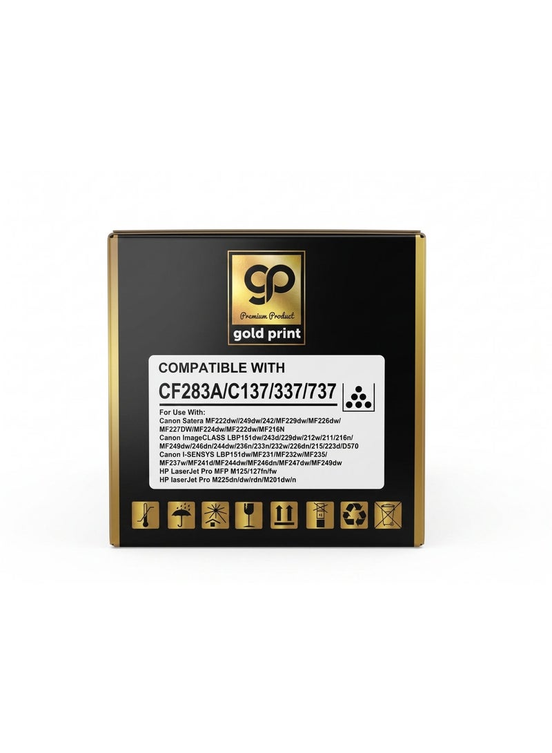 طباعة الذهب Gold Print Premium Toner CartridgeCF287A 83A 137 337 737  Black  Compatible For  Canon Satera MF222dwl, 249dw, 242, MF229dw, MF226dw, MF227DW, MF224dw, MF222dw, MF216N, Canon imageCLASS LBP151dw, 243d, 229dw, 212w, 211, 216n, MF249dw, 246dn, 244dw, 236n, 233n, 232w, 226dn, 215, 223d, D570, Canon I-SENSYS LBP151dw, MF231, MF232w, MF235, MF237w, MF241d, MF244dw, MF246dn, MF247dw, MF249dw, HP LaserJet Pro MFP M125, 127fn, 127fw, HP laserJet Pro M225dn, M225DW, M225rdn, M201dw, M201n, Toner: Refined toner is infinitely close to original toner to achieve high color printing. - Image 3