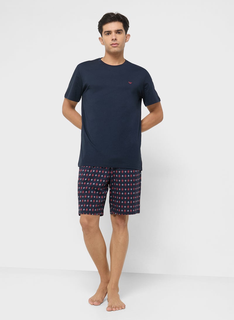 امبوريو ارماني طقم تي شيرت وشورت بشعار - Image 5