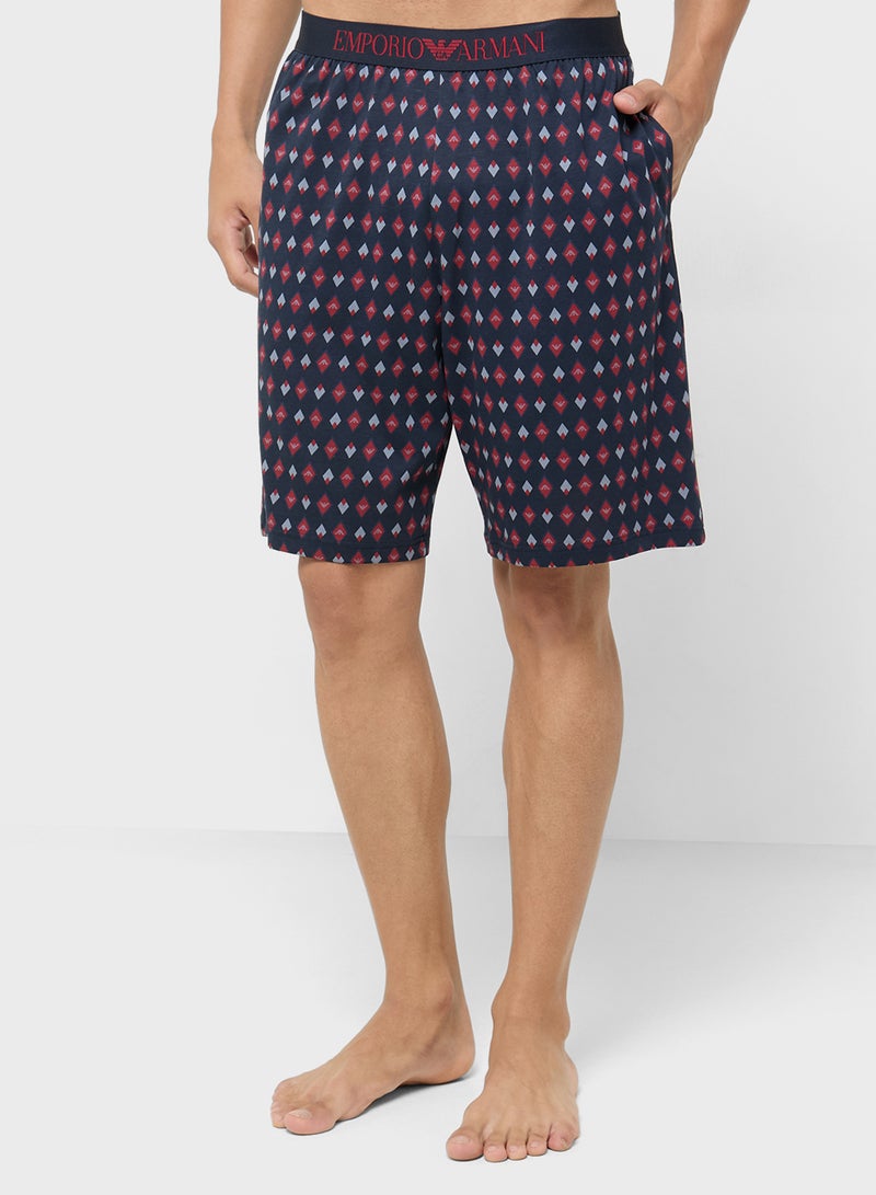 امبوريو ارماني طقم تي شيرت وشورت بشعار - Image 4