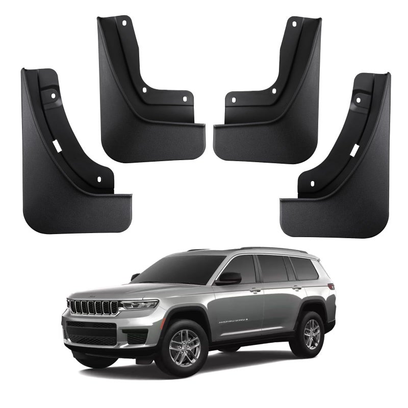 Ecarzo Mud Flaps Compatible with Jeep Grand Cherokee L 2025 2024 2023 2022 2021 3-Row No Drilling Required All Weather Mud Splash Guards Mudflap Front & Rear Jeep Grand Cherokee L Accessories 4pc Set - Image 1