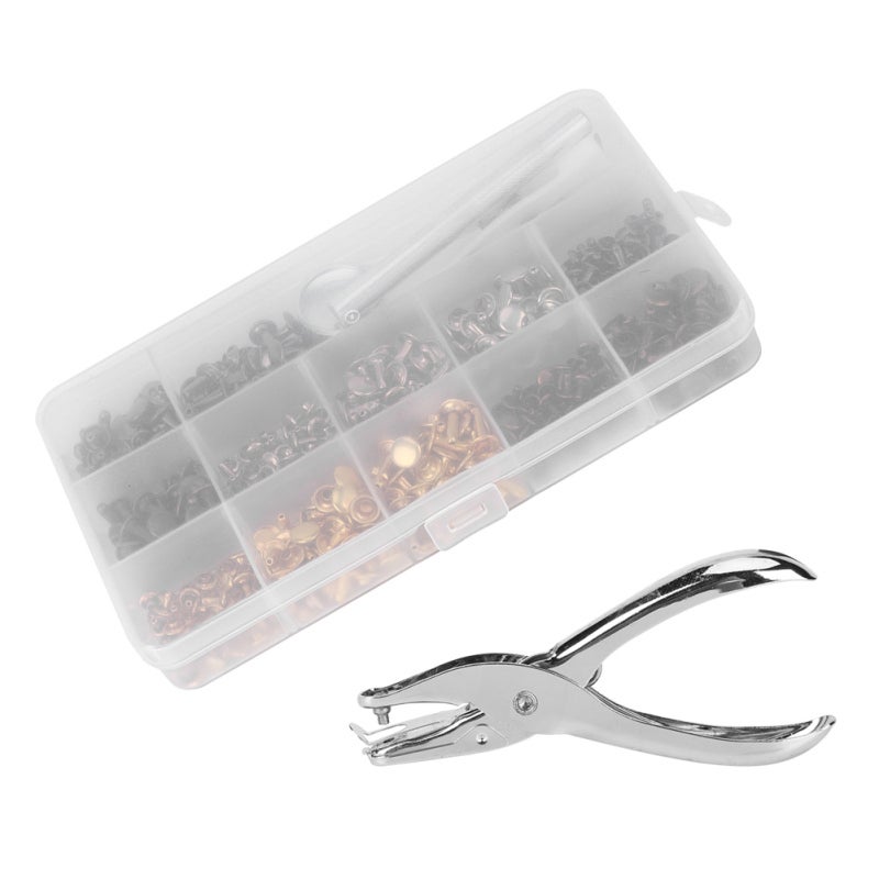 Double-Sided Rivet Plier Kit 240 Sets Iron Rivets - Anti-Bend Groove Base - Installation Tool Set for Belts Jackets DIY Crafts - Image 5