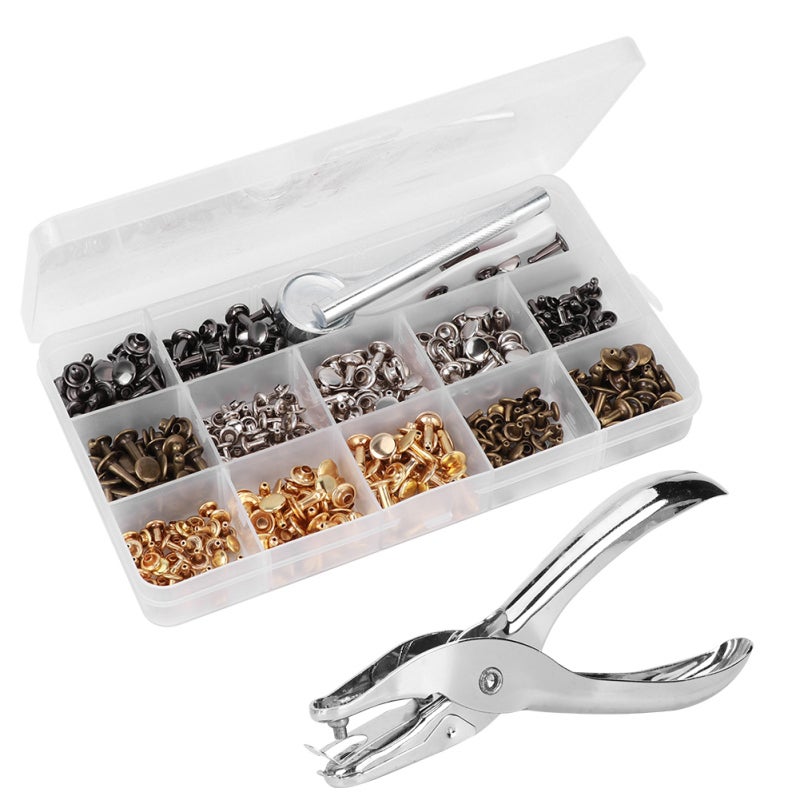 Double-Sided Rivet Plier Kit 240 Sets Iron Rivets - Anti-Bend Groove Base - Installation Tool Set for Belts Jackets DIY Crafts - Image 3