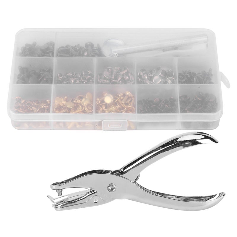 Double-Sided Rivet Plier Kit 240 Sets Iron Rivets - Anti-Bend Groove Base - Installation Tool Set for Belts Jackets DIY Crafts - Image 2
