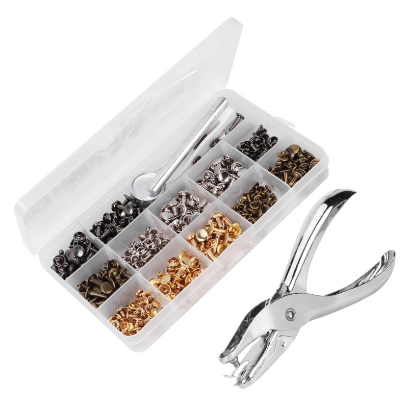 Double-Sided Rivet Plier Kit 240 Sets Iron Rivets - Anti-Bend Groove Base - Installation Tool Set for Belts Jackets DIY Crafts - Image 4