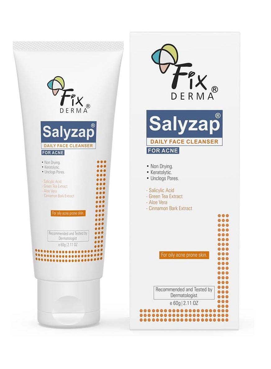 2% Salicylic Acid Face Cleanser, Salyzap Daily Face Cleanser for Acne | Face Wash for Women & Men | Sutable for Oily Skin, Acne Prone & Sensitive Skin - 2.1 Fl Oz