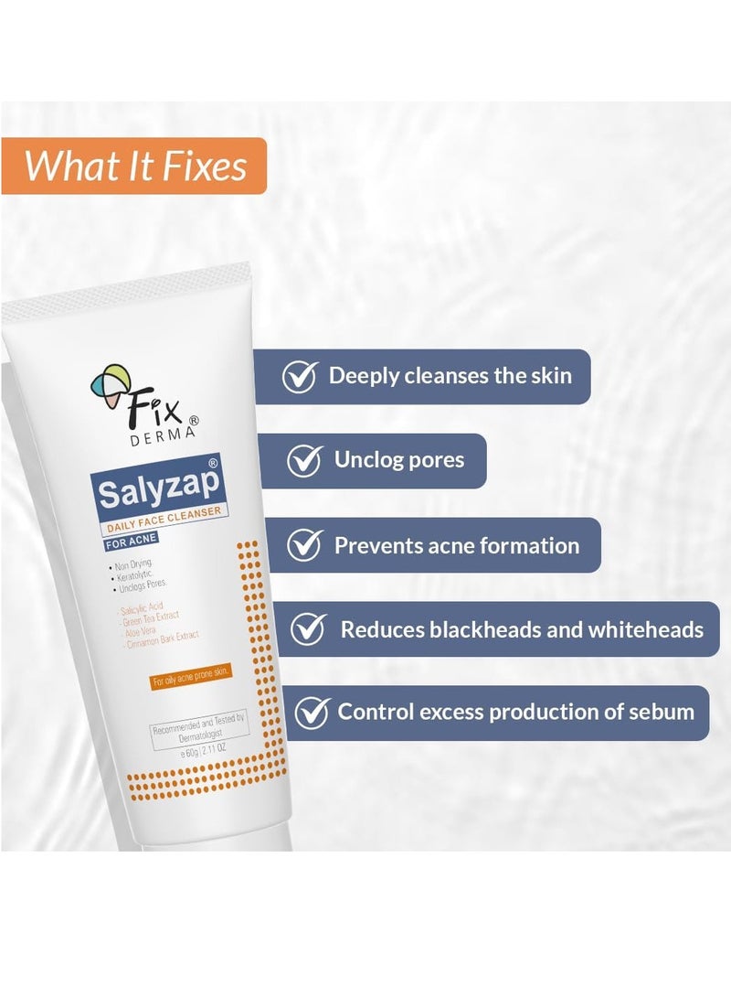 فيكسديرما منظف ​​الوجه بحمض الساليسيليك بنسبة 2%، منظف الوجه اليومي من ساليزاب لعلاج حب الشباب | غسول الوجه للنساء والرجال | مناسب للبشرة الدهنية والمعرضة لحب الشباب والبشرة الحساسة - 2.1 أونصة سائلة - Image 3
