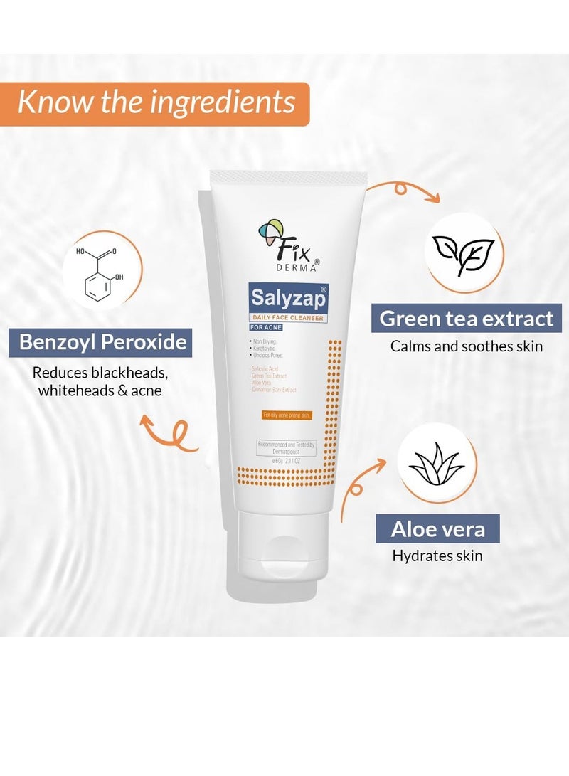 فيكسديرما منظف ​​الوجه بحمض الساليسيليك بنسبة 2%، منظف الوجه اليومي من ساليزاب لعلاج حب الشباب | غسول الوجه للنساء والرجال | مناسب للبشرة الدهنية والمعرضة لحب الشباب والبشرة الحساسة - 2.1 أونصة سائلة - Image 4