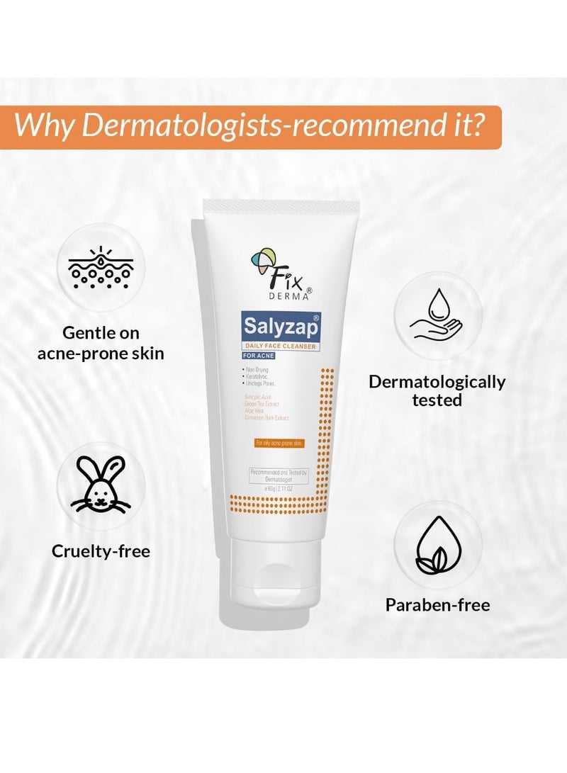 فيكسديرما منظف ​​الوجه بحمض الساليسيليك بنسبة 2%، منظف الوجه اليومي من ساليزاب لعلاج حب الشباب | غسول الوجه للنساء والرجال | مناسب للبشرة الدهنية والمعرضة لحب الشباب والبشرة الحساسة - 2.1 أونصة سائلة - Image 5
