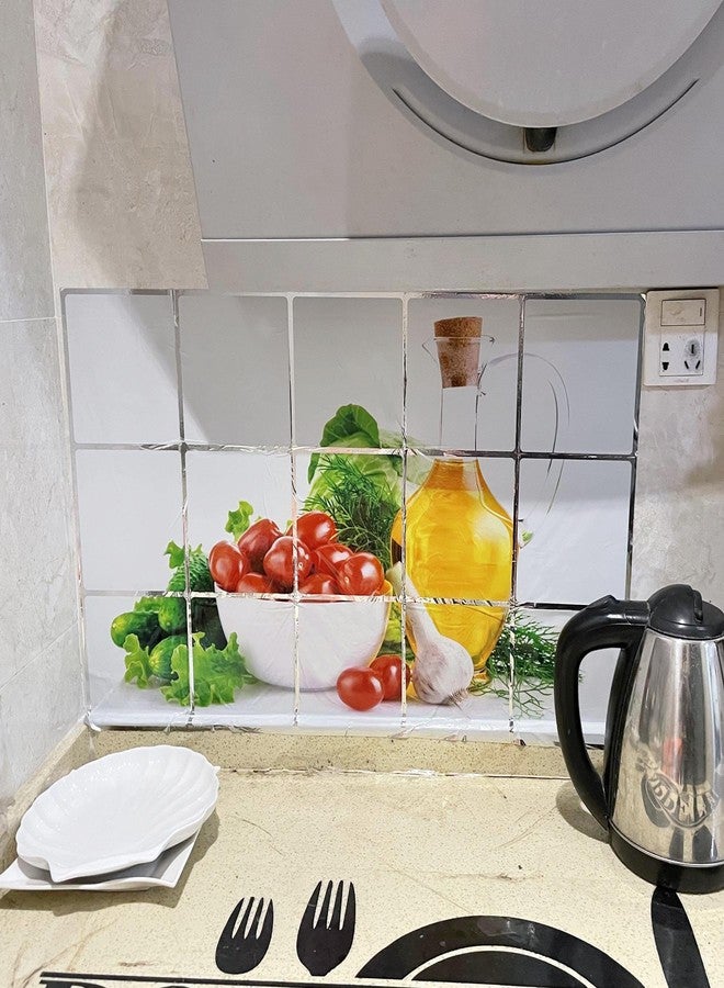 BIBITIME Green Vegetables Kitchen Oil Proof Tile Wall Stickers Cherry Tomatoes Cucumber Butter Decor Decals,17.72" x 27.56" - Image 2