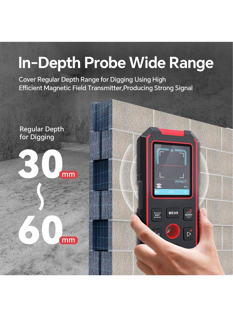 NOYAFA 3 in 1 Stud Finder Wall Scanner with Laser Level & Laser Distance Meter, IP54 Wall Detector for Wood AC Live Wire Metal Studs Detection, Rechargeable Rangefinder, Automatic Calibration & Data Storage - Image 3