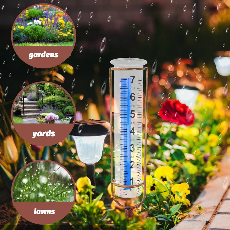 Plastic Rain Gauge with Blue Markings Garden Outdoor Farming Rainfall Measuring Tool - Image 5