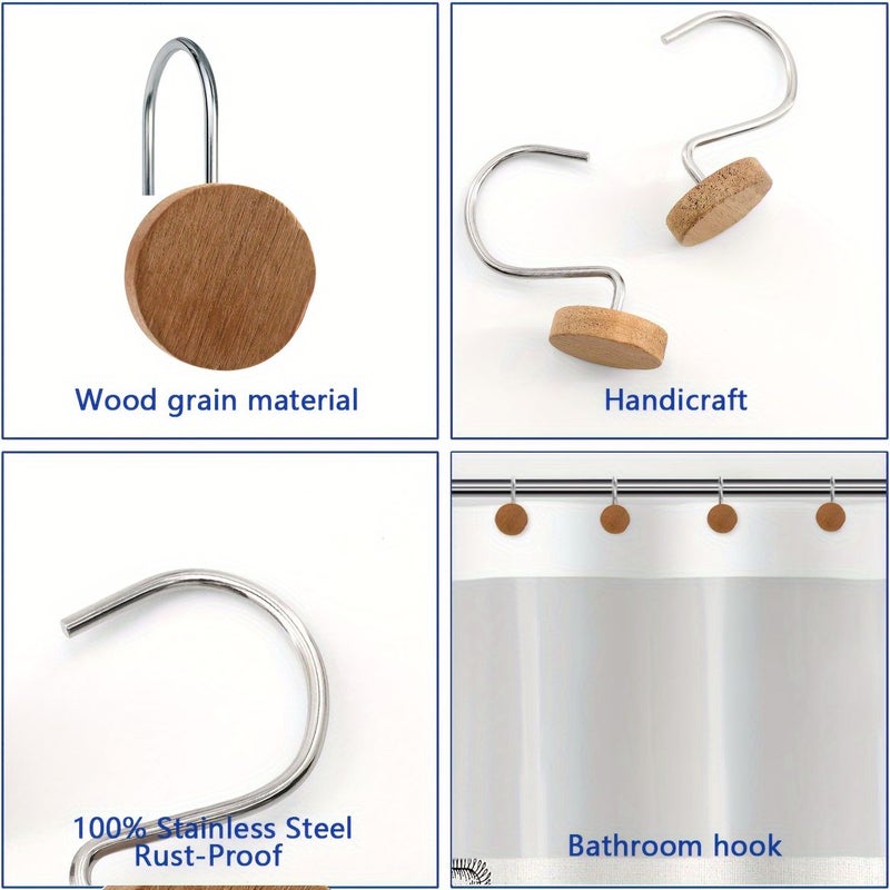 Chrome Stainless Steel Shower Curtain Hooks Set of 12 Rustproof Heavy Duty Easy Hang - Image 2