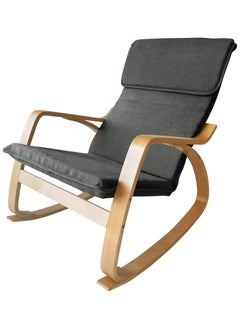 Moon Home and more.. Modern Bentwood Rocking Chair Chenille Fabric Upholstered Relax Rocker Lounge Chair Grey  - Image 1