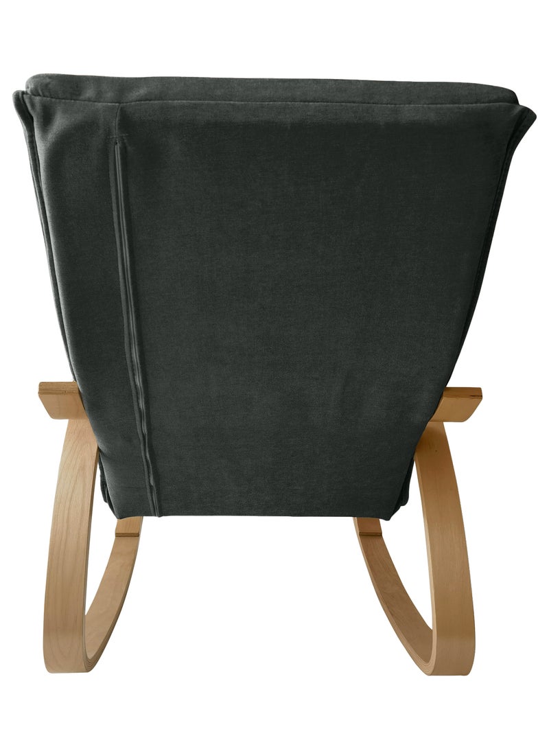 Moon Home and more.. Modern Bentwood Rocking Chair Chenille Fabric Upholstered Relax Rocker Lounge Chair Grey - Image 4