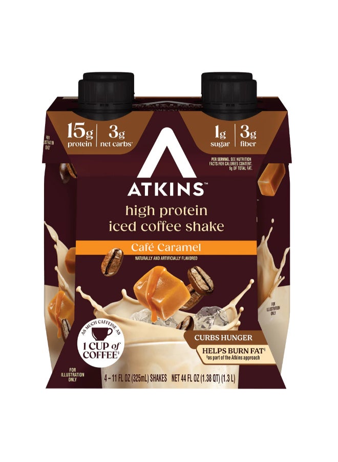 Atkins Iced Coffee Protein Shake Cafe Caramel 4 Shakes 11 fl oz (325 ml) Each - Image 2