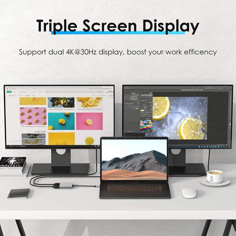 Tobo USB C to Dual HDMI Adapter USB Type C to Dual Monitor HDMI Adapter 4K@60HZ Compatible wth Mac-Book Pro 2020-2016,Mac-bok Air 2020-2018,Chrom-bok Pixel,720/730,Surface (2-in-1) - TD-310TC - Image 2