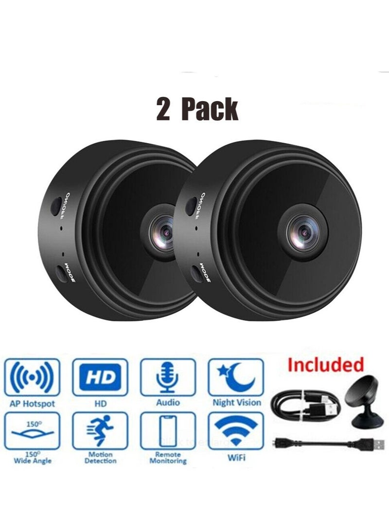 ELTRAZONE 2-Pack Mini WiFi Hidden Cameras - Wireless Spy Cameras for Home Security, HD 1080P Nanny Cams with Night Vision and Motion Detection - Image 1