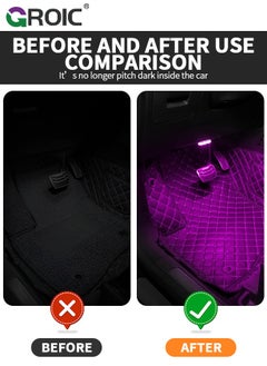 GROIC 2Pcs Wireless Led Lights for Car Interior, Car Led Lights Interior, USB Rechargeable Automotive Neon Accent Light Kits, Free Installation of Magnetic Car Interior Lights (7colors)  - Image 3