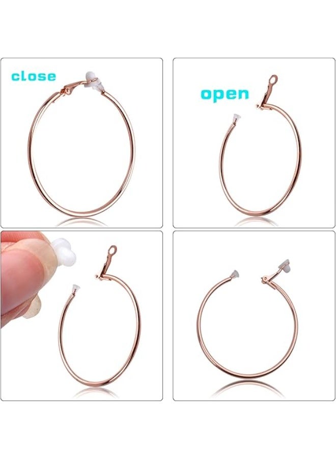 kunshao 5 Pairs Clip on Earrings Hoop Non Piercing Women Clip Earrings for Women and Girls, 5 Sizes - Image 3