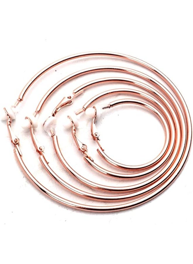 kunshao 5 Pairs Clip on Earrings Hoop Non Piercing Women Clip Earrings for Women and Girls, 5 Sizes - Image 4