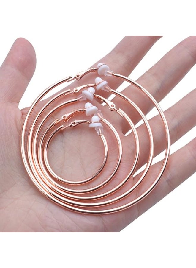 kunshao 5 Pairs Clip on Earrings Hoop Non Piercing Women Clip Earrings for Women and Girls, 5 Sizes - Image 5