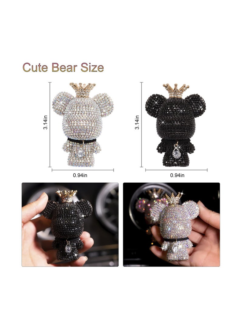 شو وو Bling Bear Air Fresheners for Car, SYOSI 2Pack Shiny Vent Clips Car Freshener, Sparkly Rhinestone Accessories Girls Friends Family Lover(White&Black) - Image 5
