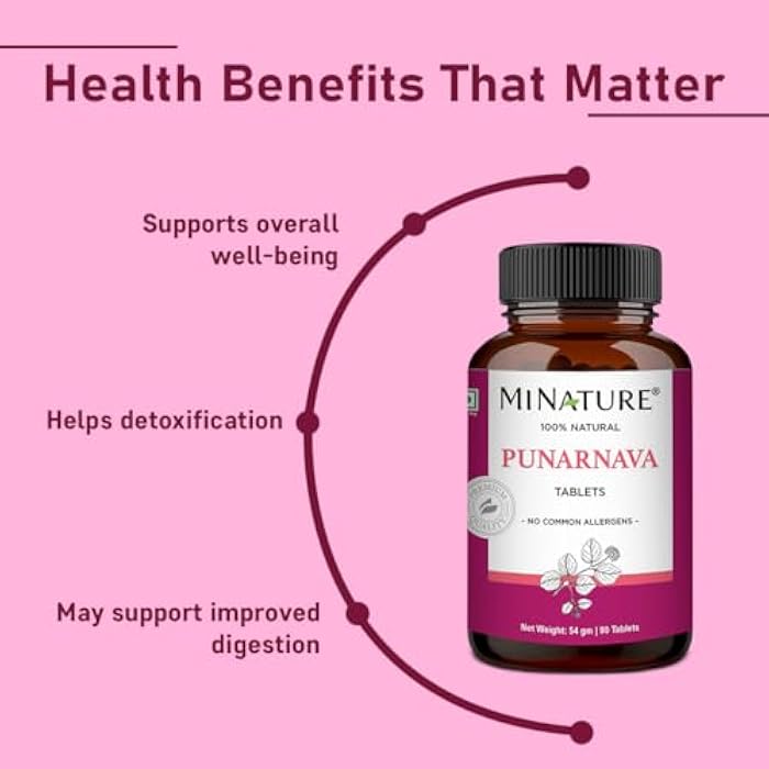 minature Punarnava Tablets by mi Nature| 90 Tablets, 1000 mg| 45 Days Supply| Herbal Tablets| Vegan | Boerhaavia diffusa| from India - Image 4