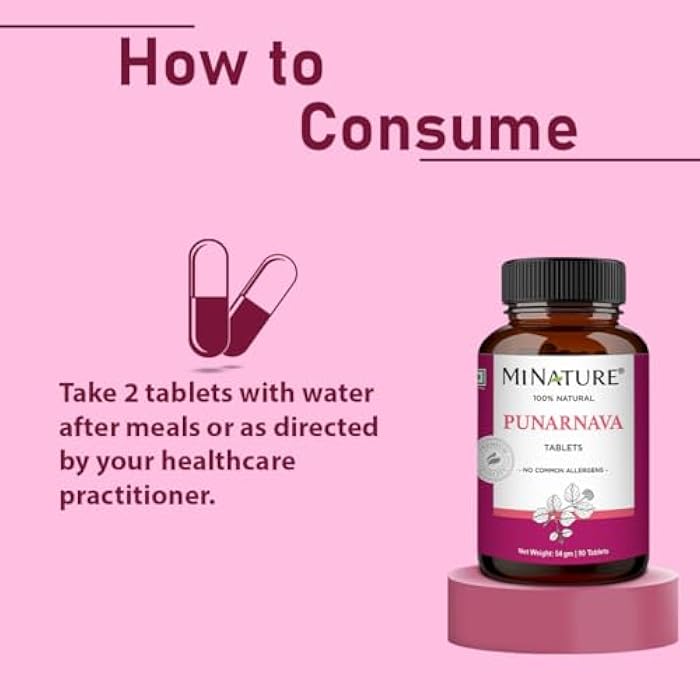 minature Punarnava Tablets by mi Nature| 90 Tablets, 1000 mg| 45 Days Supply| Herbal Tablets| Vegan | Boerhaavia diffusa| from India - Image 5