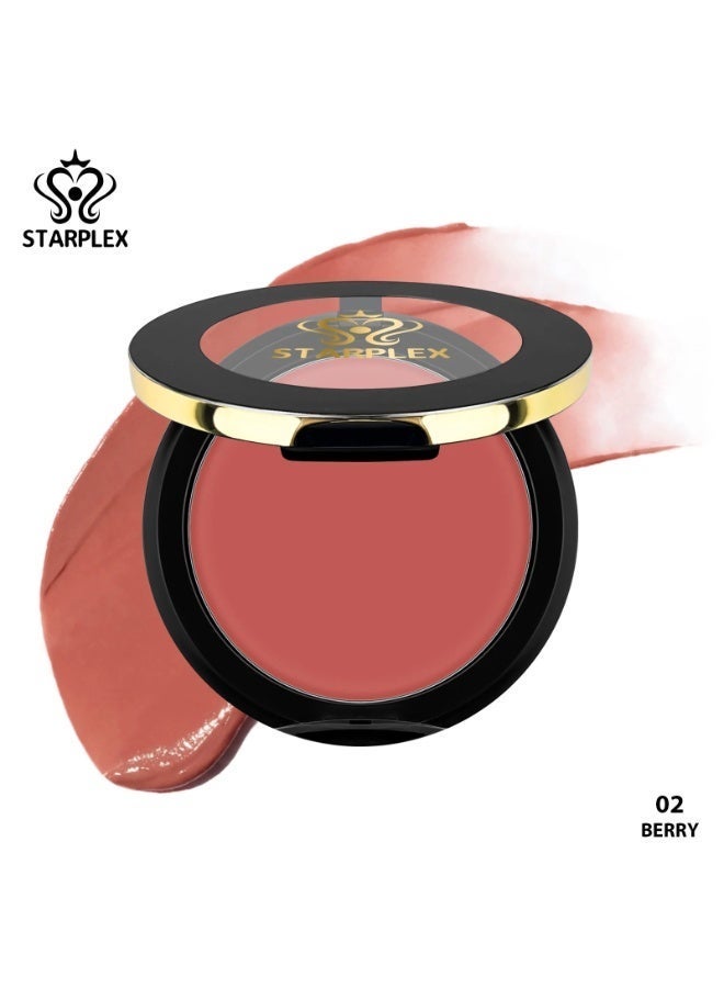 STARPLEX Cream Blush Starlight Velvet Blush Cream Lip & Cheek 2-in-1 BERRY, Transparent Skylight Portable, Waterproof Sweatproof Long Lasting, Finger Apply Natural Brighten Complexion, 6 Shades Available - Image 1