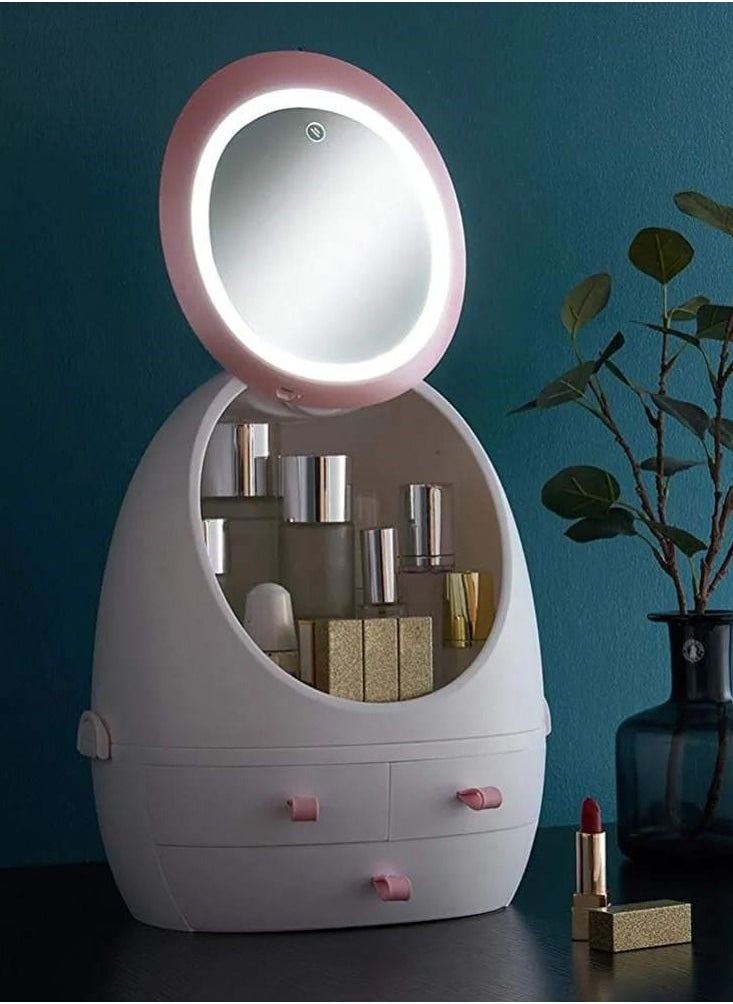Generic - Makeup Organizer, Modern Jewelry and Cosmetic Storage Display Boxes (3 Drawers) with LED Lighted Mirror, Cosmetic Storage for Bathroom, Vanity Dresser - Image 1