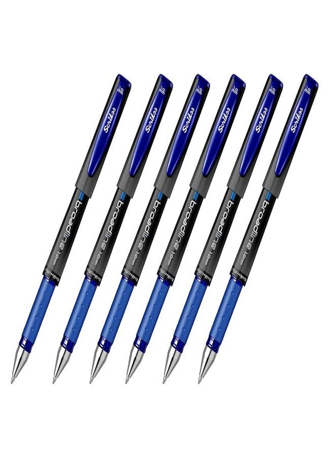 Scrikss Office Broadline 1.0mm Gel Pen - Fast Dry Gel Ink, Smooth Writing, ABS Plastic Body - Set of 6 Pens (Blue) - Image 1