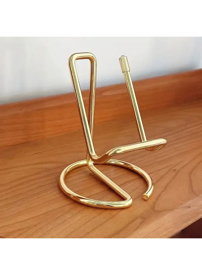 Golden Metal Simple Lazy Mobile Phone Bracket Desktop Flat Stand Holder - Image 5