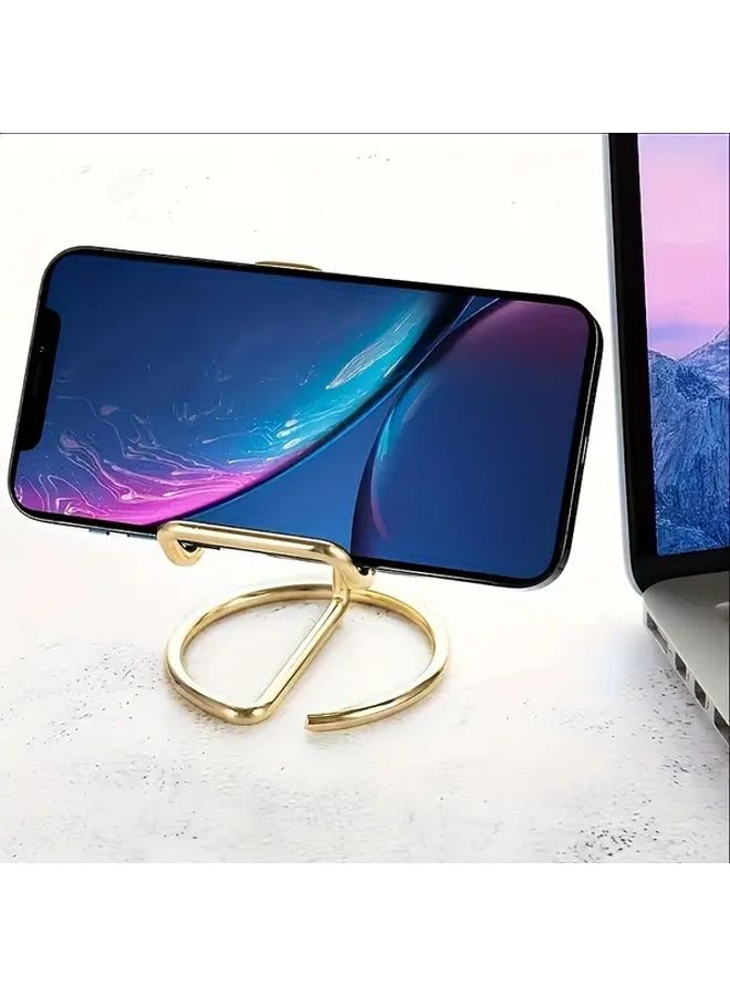 Golden Metal Simple Lazy Mobile Phone Bracket Desktop Flat Stand Holder - Image 1