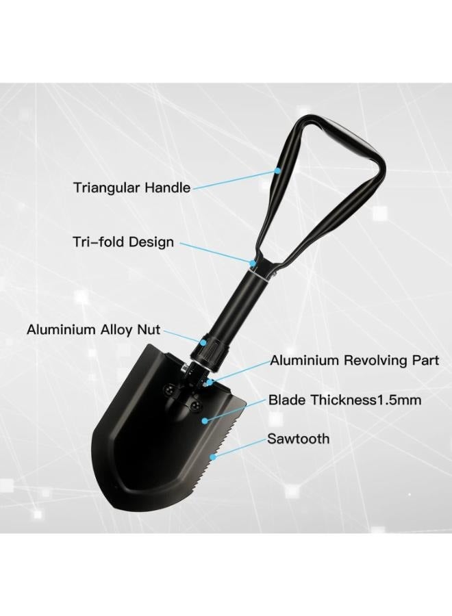 Multifunctional Folding Survival Shovel 23 IN High-Carbon Steel Entrenching Tool, Folding Camping Shovel, Firefighting Shovel, Portable Shovel For Garden, Hunting, Hiking, Fishing BS-303G  - Image 3