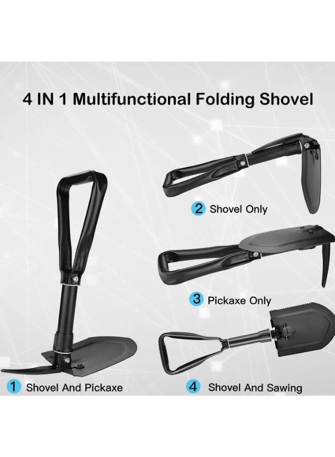 Multifunctional Folding Survival Shovel 23 IN High-Carbon Steel Entrenching Tool, Folding Camping Shovel, Firefighting Shovel, Portable Shovel For Garden, Hunting, Hiking, Fishing BS-303G  - Image 4
