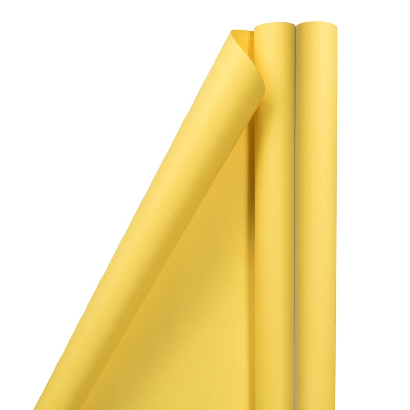 JAM Paper ورق تغليف هدايا JAM ورق تغليف غير لامع 50 قدم مربع إجمالي 30 بوصة × 10 أقدام لكل منها أصفر غير لامع عبوة من 2 لفة